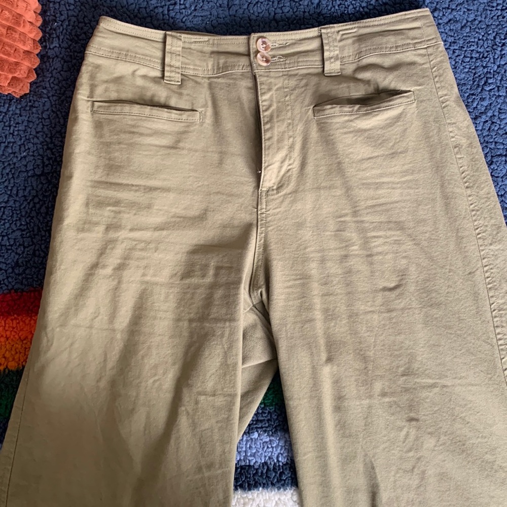 Wide legged army green work pant